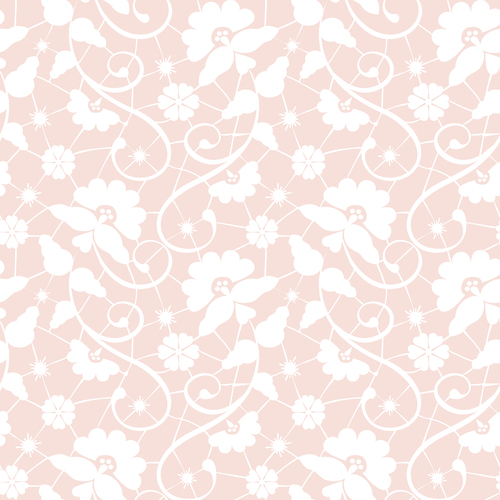 Pink background white floral pattern vector