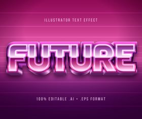 Pink gradient 3d font editable text style effect vector