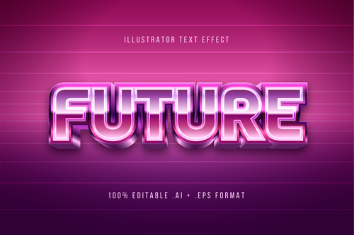 Pink gradient 3d font editable text style effect vector
