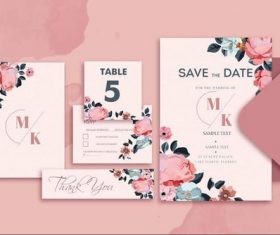 Pink wedding invitation card design vector