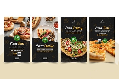 Pizza restaurant instagram stories vector
