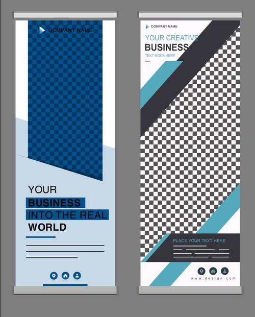 Plaid background business standee banner vector