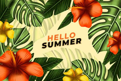 Plant background summer card vector