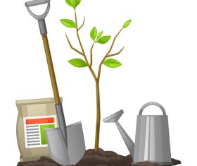 Planting apple tree vector