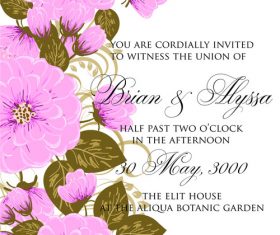 Pretty wedding invitation card vector