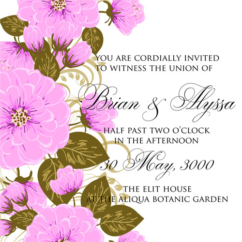 Pretty wedding invitation card vector