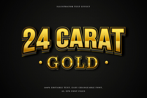 Pure gold 3d font editable text style effect vector