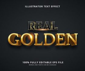 Real golden 3d font editable text style effect vector