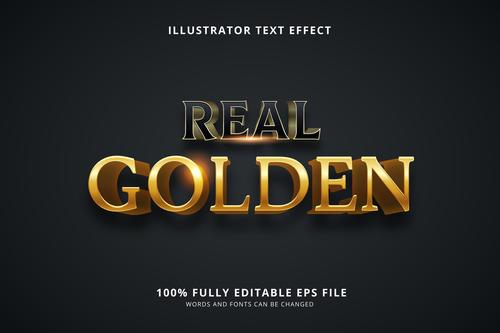 Real golden 3d font editable text style effect vector
