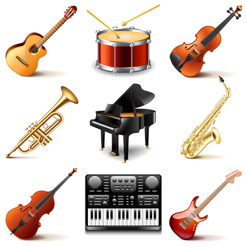 Realistic musical instrument icon vector