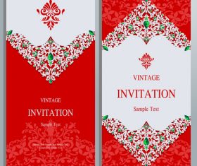 Red background invitation card vector