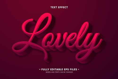 Red gradient 3d font editable text style effect vector