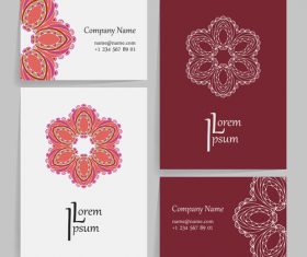 Red pattern company business card vector