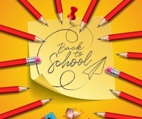 Red pencil background back to school vector