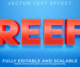 Reef 3d editable text style effect vector