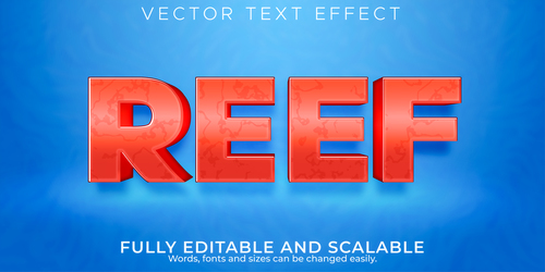 Reef 3d editable text style effect vector