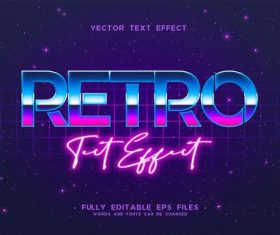 Retro 3d editable text style effect vector