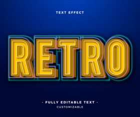 Retro 3d font editable text style effect vector