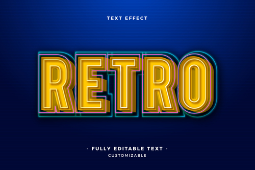 Retro 3d font editable text style effect vector
