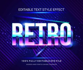 Retro editable font 3d vector