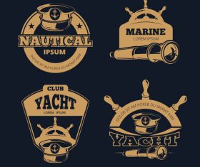 Retro nautical color vector labels on dark background