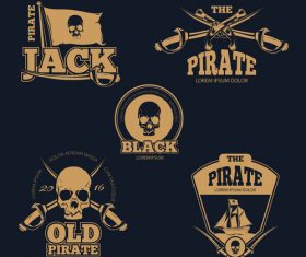 Retro piratical color logo labels and badges vector