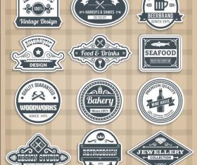 Retro various profession labels vector