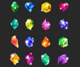 Royal multicolor gems flat icon set for web design