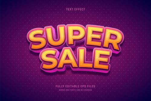 Sale 3d font editable text style effect vector