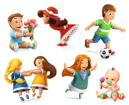 Set of childrens elements vector icons