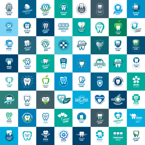 Set of dental clinic icons collection vector