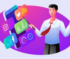 Share social media knowledge illustrator vector