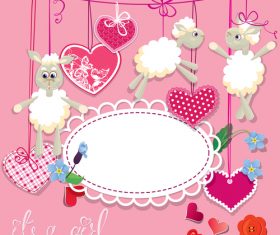 Sheep pink birthday card vector
