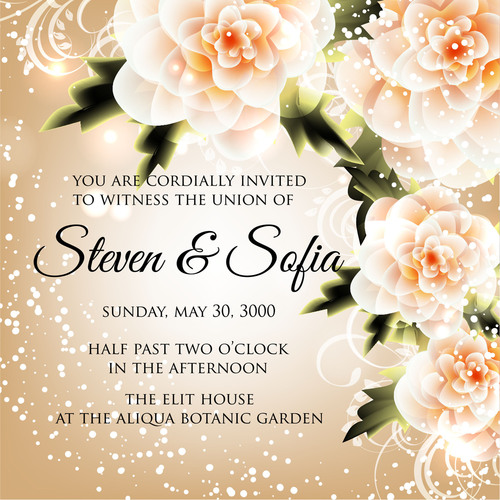 Shiny beautiful wedding invitation card vector