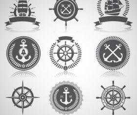 Ship rudder marine element label vector