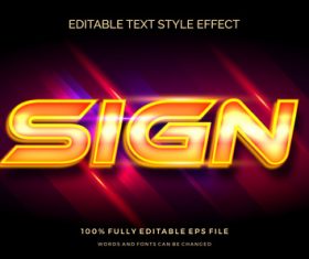 Sign editable font 3d vector