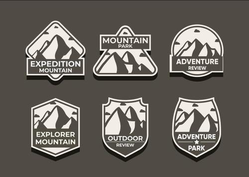 Silhouette adventure symbols vector set