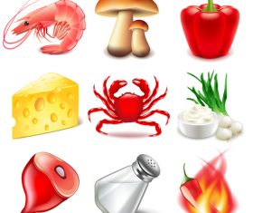 Snack flavor icons realistic vector