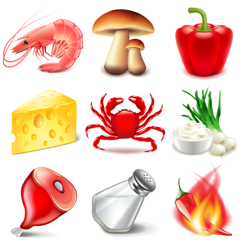 Snack flavor icons realistic vector