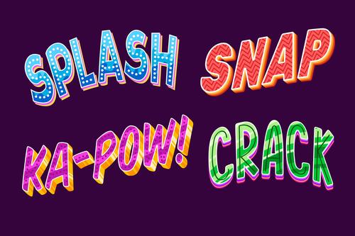 Splash catchwords lettering vector