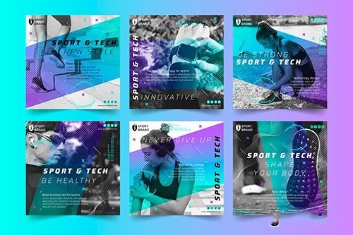 Sport and tech instagram posts vector
