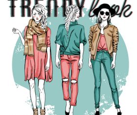 Spring and Autumn Fashion Style Illustration Vector