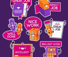 Stationery stickers cartoon collection vector
