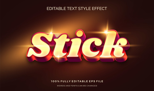 Stick editable font 3d vector
