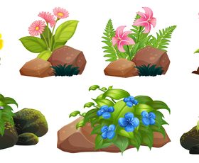 Stones and flowers vector
