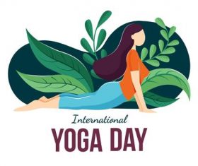 Stretching yoga pose cartoon illustration vector