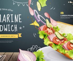 Submarine sandwich sandwich flyer vector