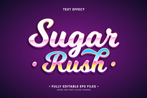 Sugar rush 3d font editable text style effect vector