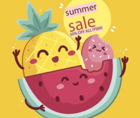 Summer fruit sale flyer vector