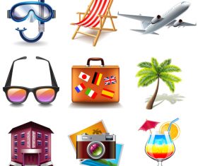 Summer holiday icons vector